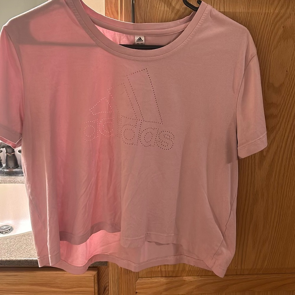 Pink Adidas cropped tee